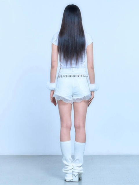 ◆SCHISM INDUCING◆ REPAIRED LACE SHORTSWHITE QB5PT02WH SCHISM INDUCING】REPAIRED LACE SHORTS | OUR BRAND,SCHISM