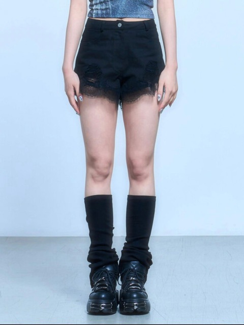 SCHISM INDUCING】REPAIRED LACE SHORTS | OUR BRAND,SCHISM