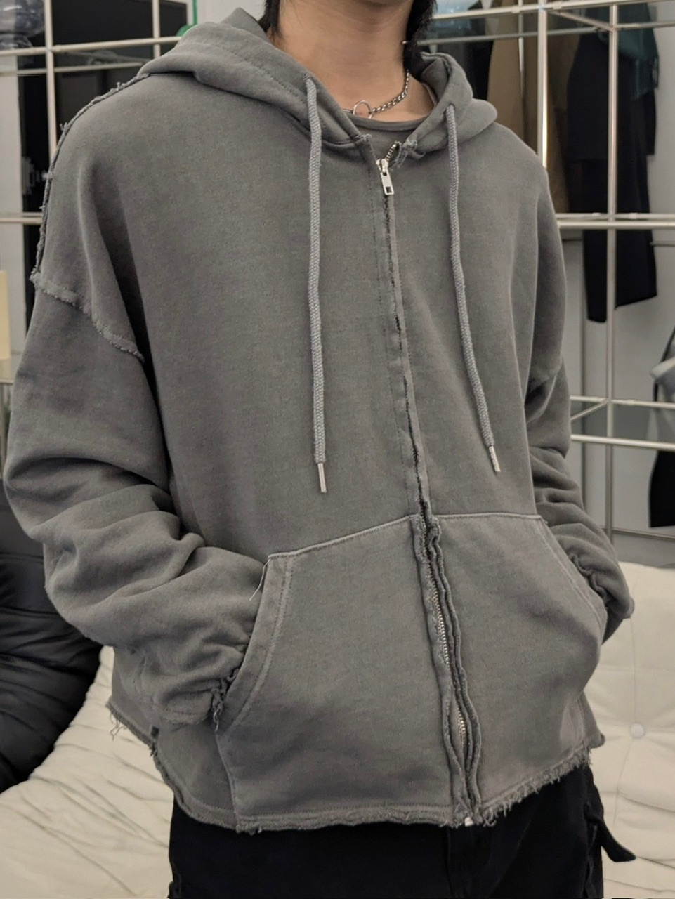 LUV CODE】pigment cropped zip up hoodie (2color) | OUR BRAND LUV CODE】pigment cropped zip up hoodie (2color) | OUR BRAND