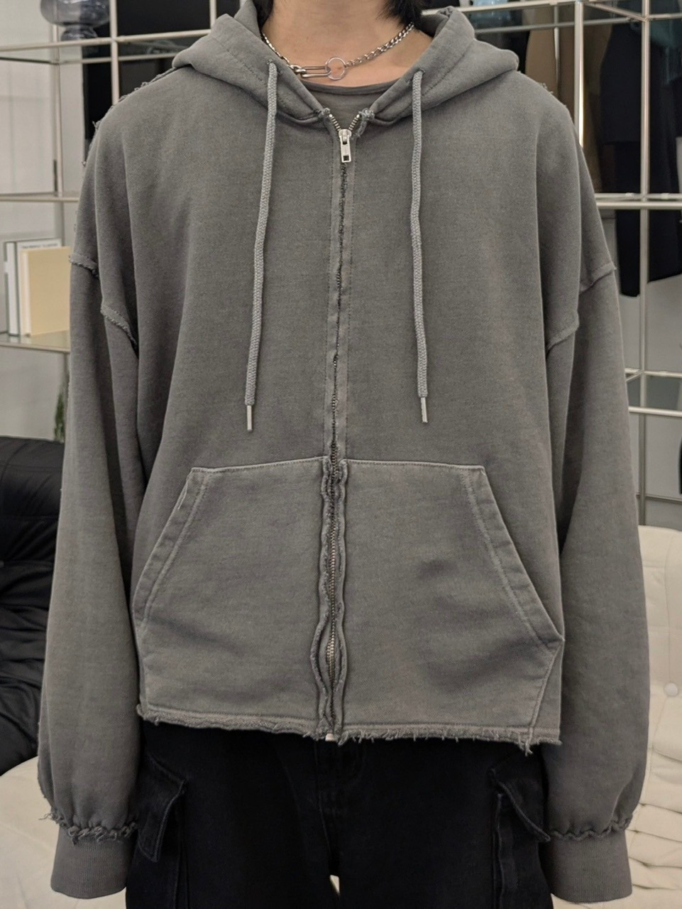【CPGN】MUSH LOVE PIGMENT HOODIE 2色 LUV CODE】pigment cropped zip hoodie (2color) | OUR BRAND