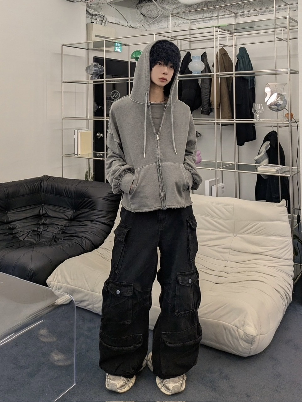 受注制【LUV CODE】pigment cropped zip up hoodie (2color) | OUR