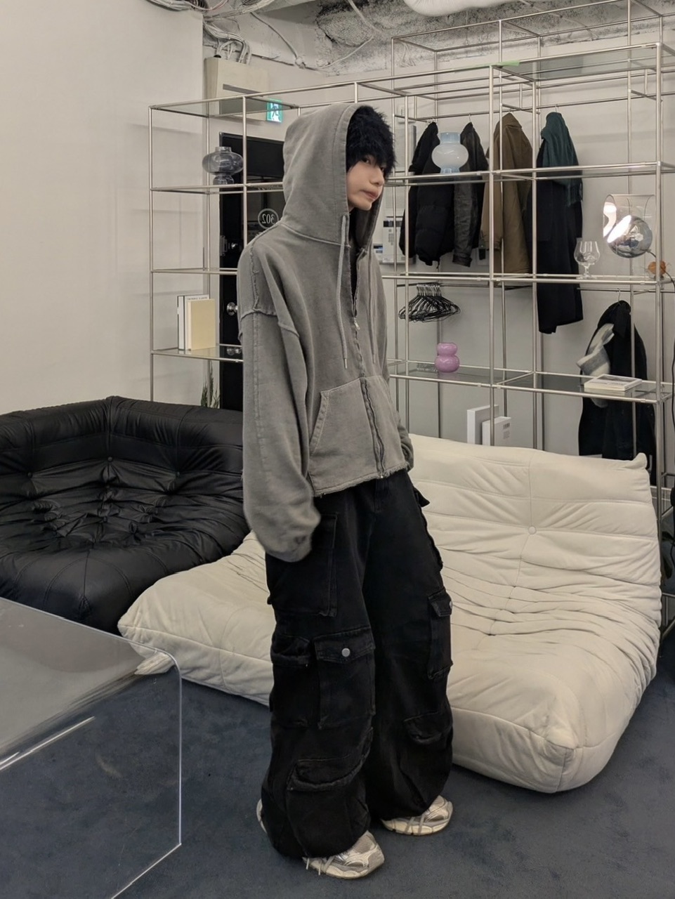 受注制【LUV CODE】pigment cropped zip up hoodie (2color) | OUR