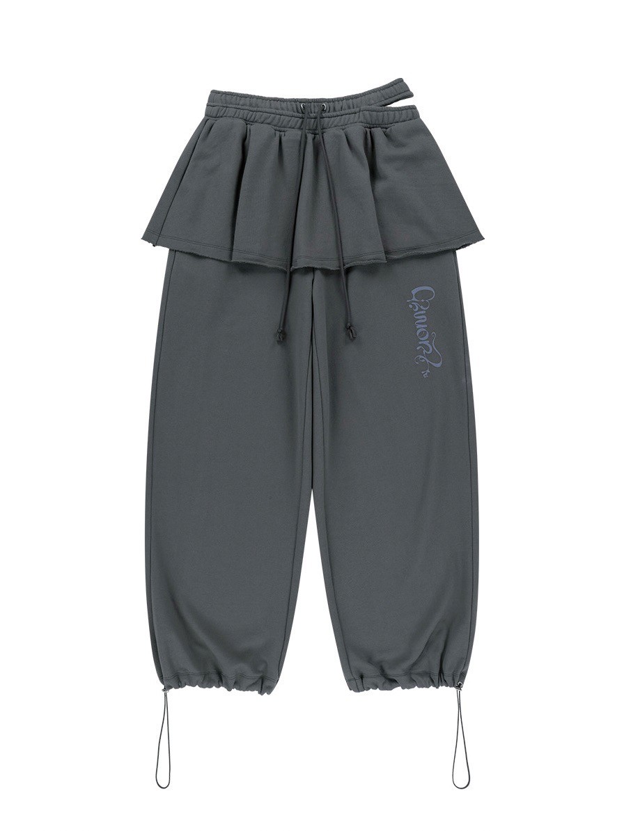 【TUOMIO】DOUBLE WAIST SKIRT SWEATPANTS ★韓国人気★追跡付 セール】【TUOMIO】DOUBLE WAIST SKIRT SWEATPANTS（スウェット
