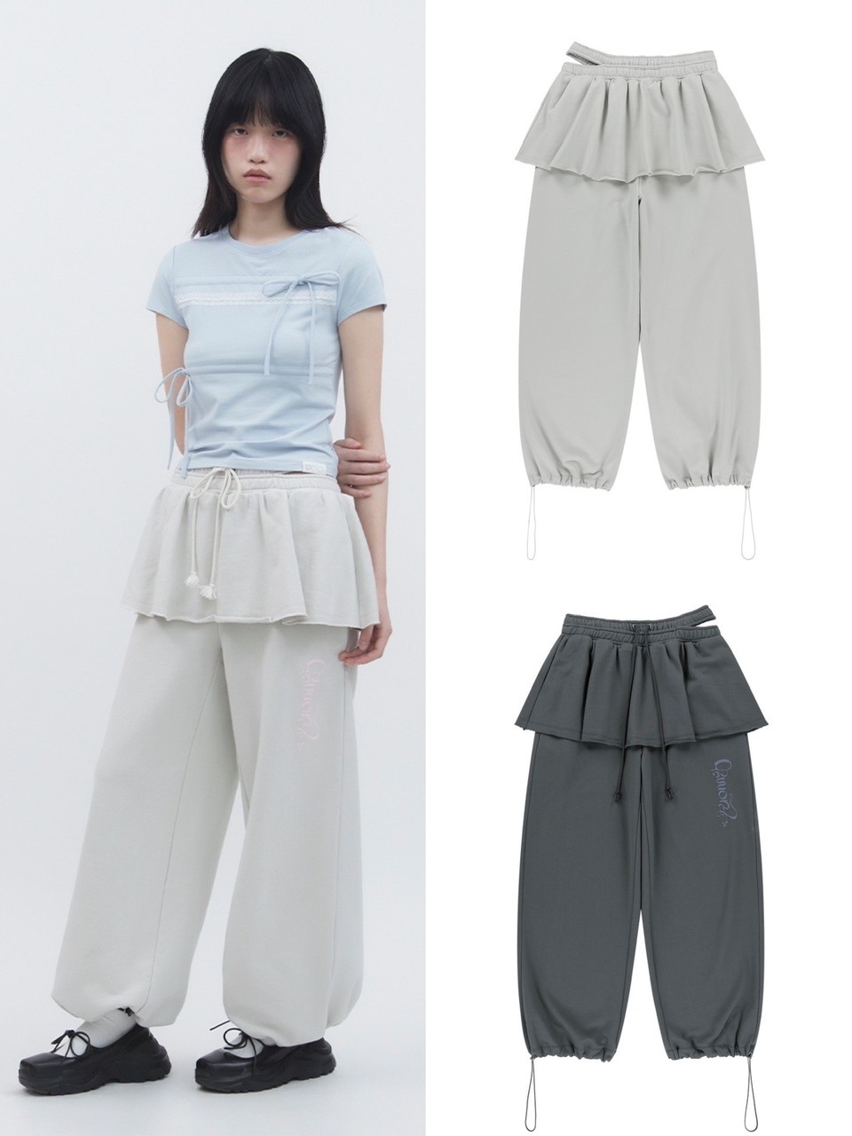 ★TUOMIO ★DOUBLE WAIST SKIRT SWEATPANTS TUOMIO】DOUBLE WAIST SKIRT SWEATPANTS | OUR BRAND,TUOMIO