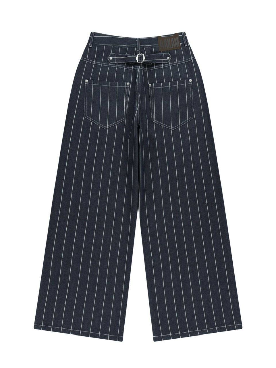 【AAKAM】Striped Cinch Back Denim Pants