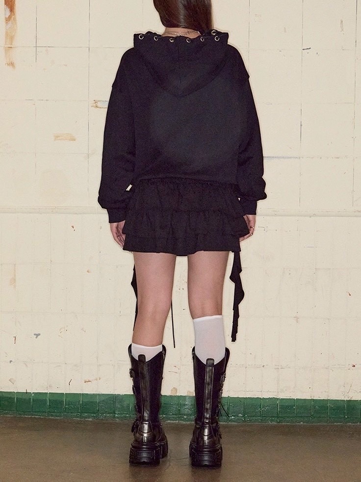 【NOT KNOWING】3 Tiered Lace-Up Ruffle Skirt / 【ノットノーイング】3ティアードレースアップラッフルスカート