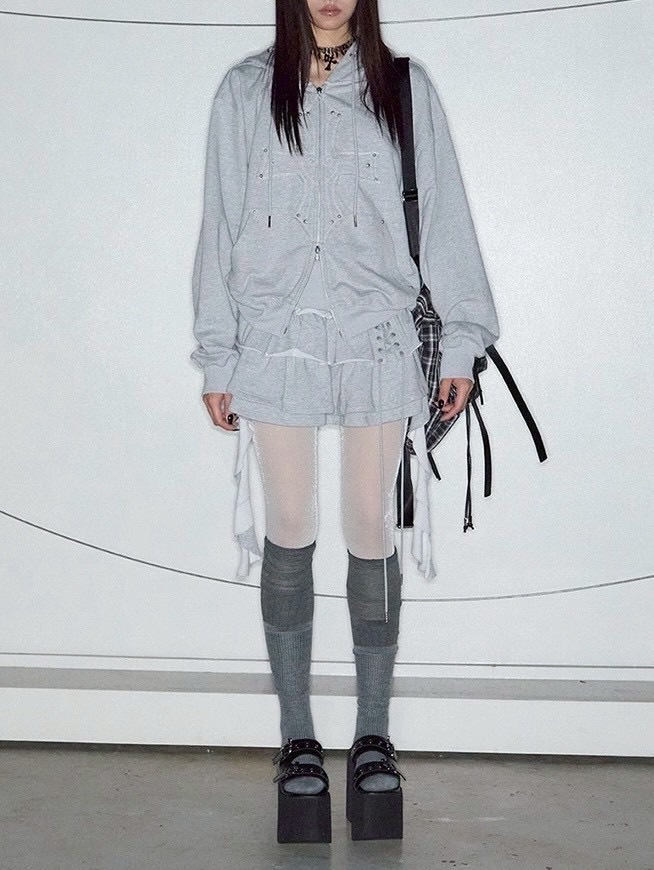 【NOT KNOWING】3 Tiered Lace-Up Ruffle Skirt / 【ノットノーイング】3ティアードレースアップラッフルスカート