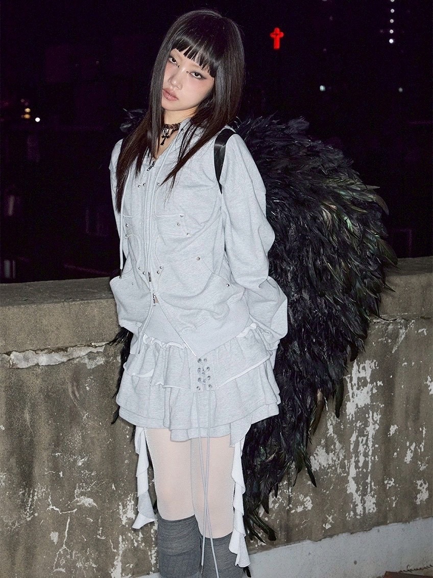 【NOT KNOWING】3 Tiered Lace-Up Ruffle Skirt / 【ノットノーイング】3ティアードレースアップラッフルスカート