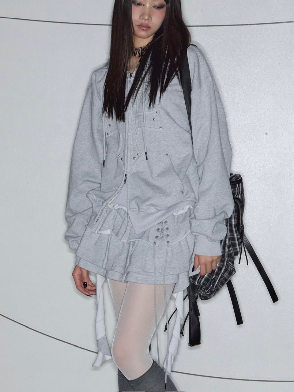【NOT KNOWING】3 Tiered Lace-Up Ruffle Skirt / 【ノットノーイング】3ティアードレースアップラッフルスカート