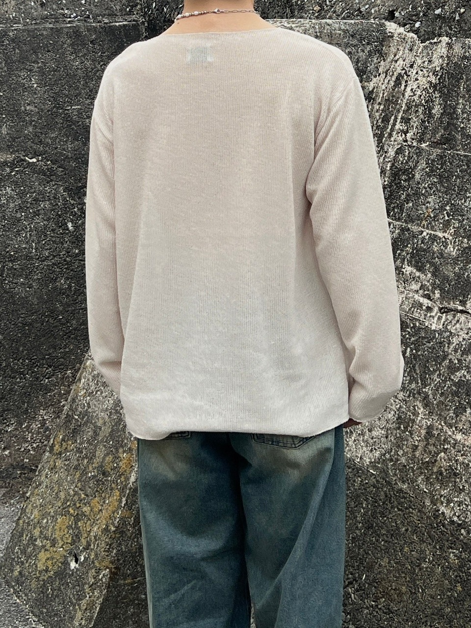 受注制【Chikashitsu +】see-through long sleeve knit (2color)