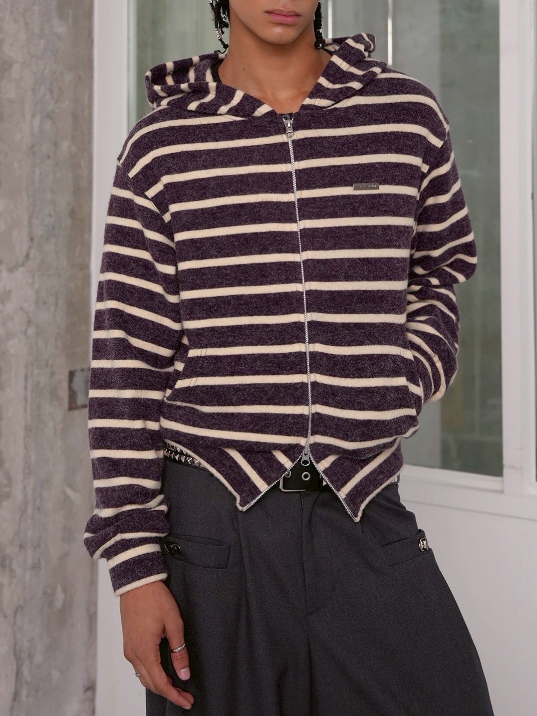 【ESC STUDIO】Cozy fuzzy zip-up hoodie