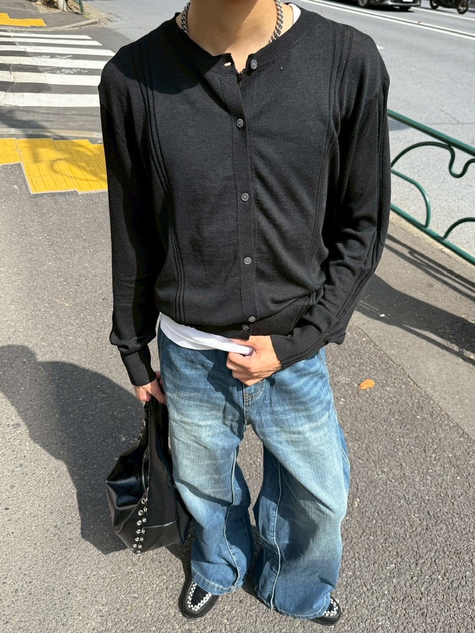 Chikashitsu+ サイドウェーブデニムパンツ Chikashitsu+ サイドウェーブデニムパンツ