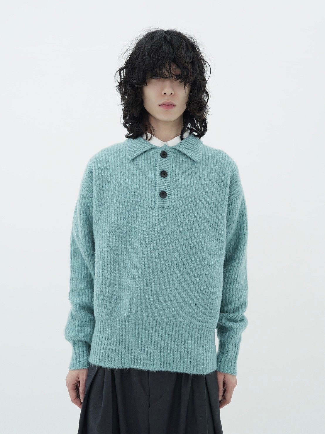CS】Rib shaggy knit (sage green) | OUR BRAND,Chikashitsu +,CS