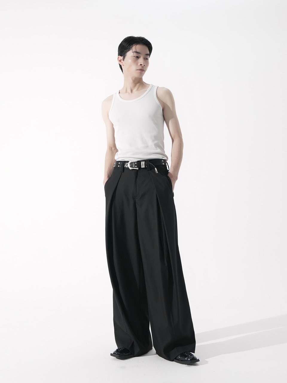 【CS】Cross tuck drape slacks (black) CS】cross tuck drape slacks (black) | OUR BRAND,Chikashitsu +,CS
