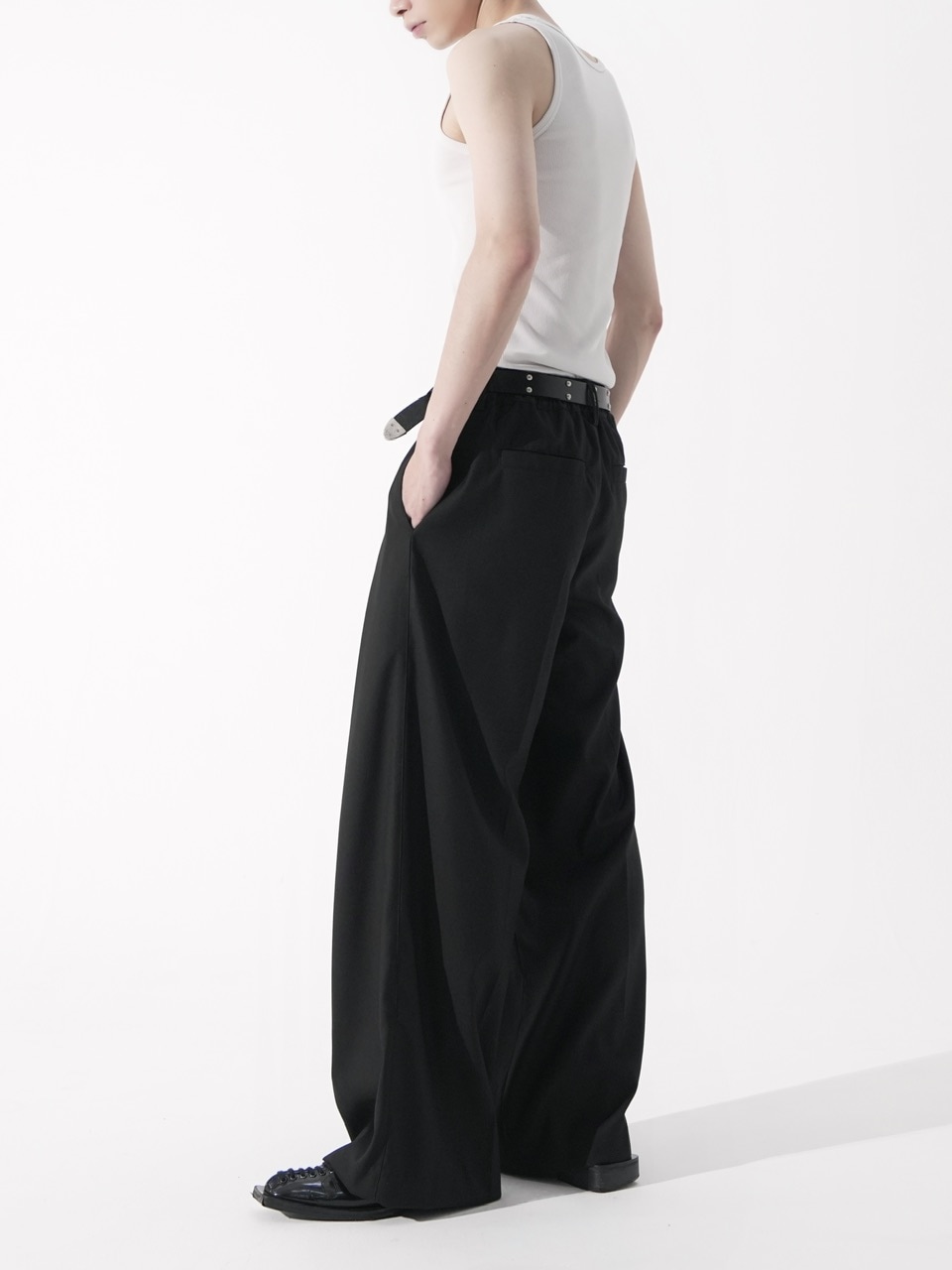 【CS】Cross tuck drape slacks (black) CS】cross tuck drape slacks (black) | OUR BRAND,Chikashitsu +,CS