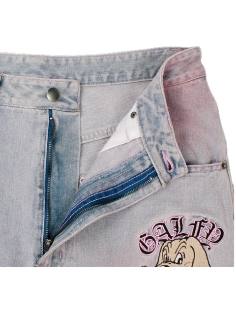 GALFY(ガルフィー) 骨骨カラーデニムパンツ - BLUE×PINK GALFY(ガルフィー) 骨骨カラーデニムパンツ - BLUE×PINK