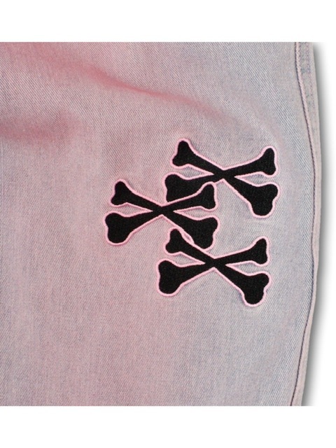 GALFY(ガルフィー) 骨骨カラーデニムパンツ - BLUE×PINK GALFY(ガルフィー) 骨骨カラーデニムパンツ - BLUE×PINK