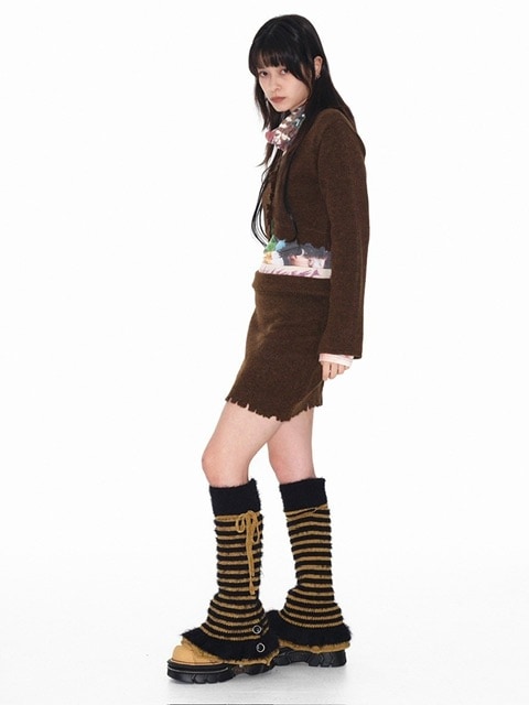 ★YOUTHBATH★Damage band mini skirt_brown★正規品/直送料込 YOUTHBATH】Damage band mini skirt | OUR BRAND,YOUTHBATH
