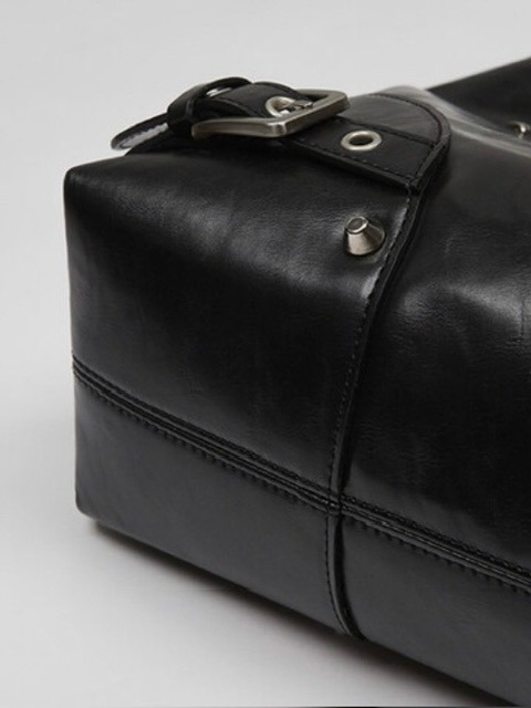 NOT KNOWING】Black Moto Hobo Bag (LEATHER) | OUR BRAND,NOT KNOWING