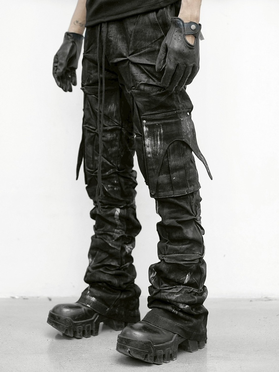 RICH】Black Waxed Expansion Pants / 【リッチ】ブラック