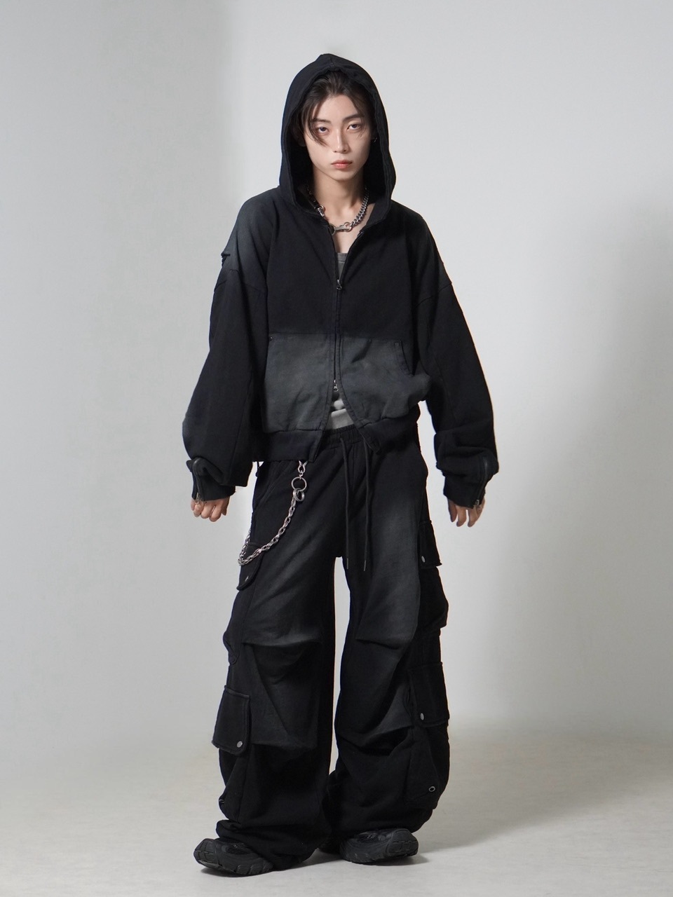 CHIKASHITSU PLUS HIGH】4 pocket dirty wash sweat cargo pants (wash