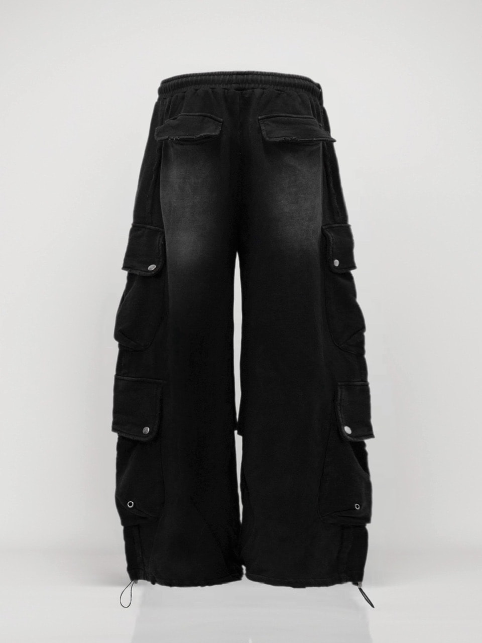 【CHIKASHITSU PLUS HIGH】4 pocket dirty wash sweat cargo pants (wash black)