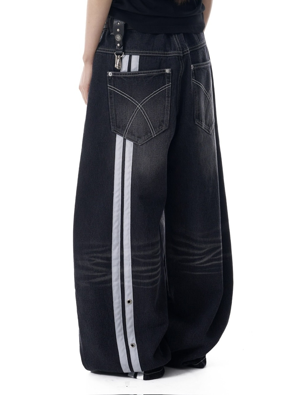 AAKAM】2-Lined Eyelet Washed Denim Pants | OUR BRAND,AAKAM