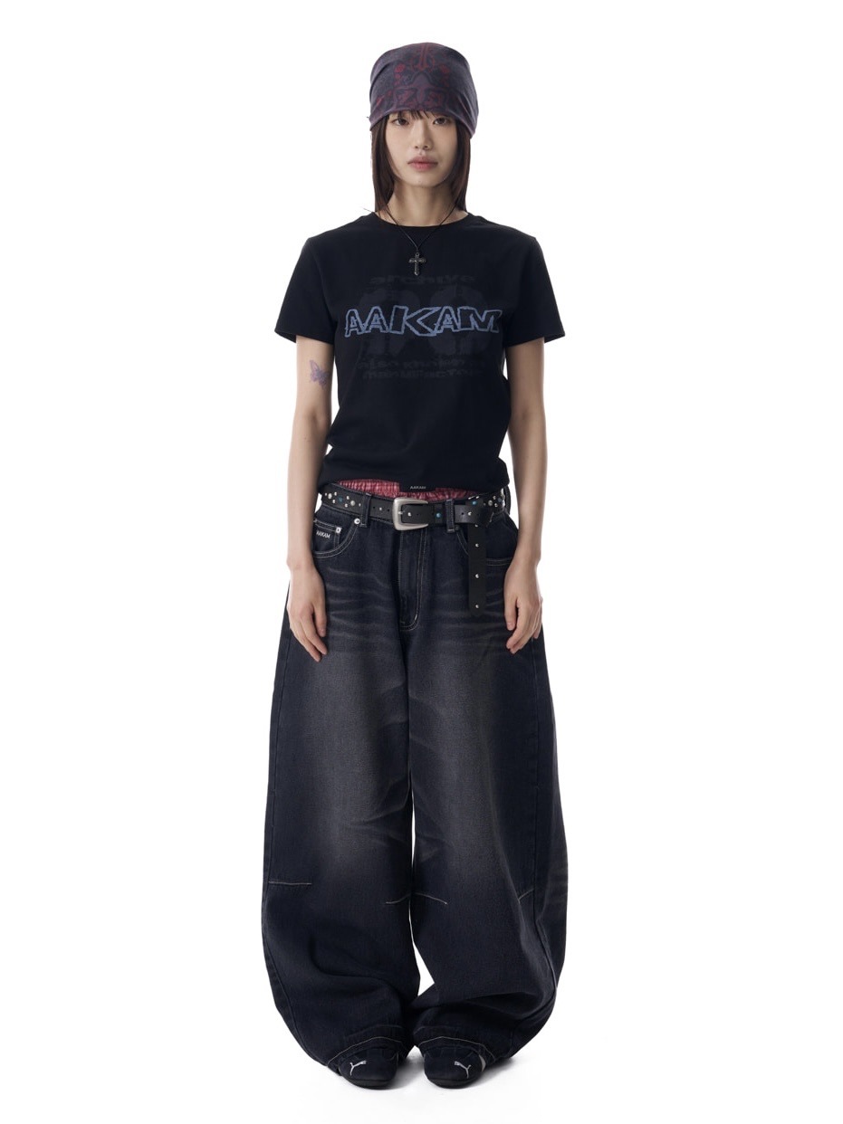 AAKAM】2-Lined Eyelet Washed Denim Pants | OUR BRAND,AAKAM