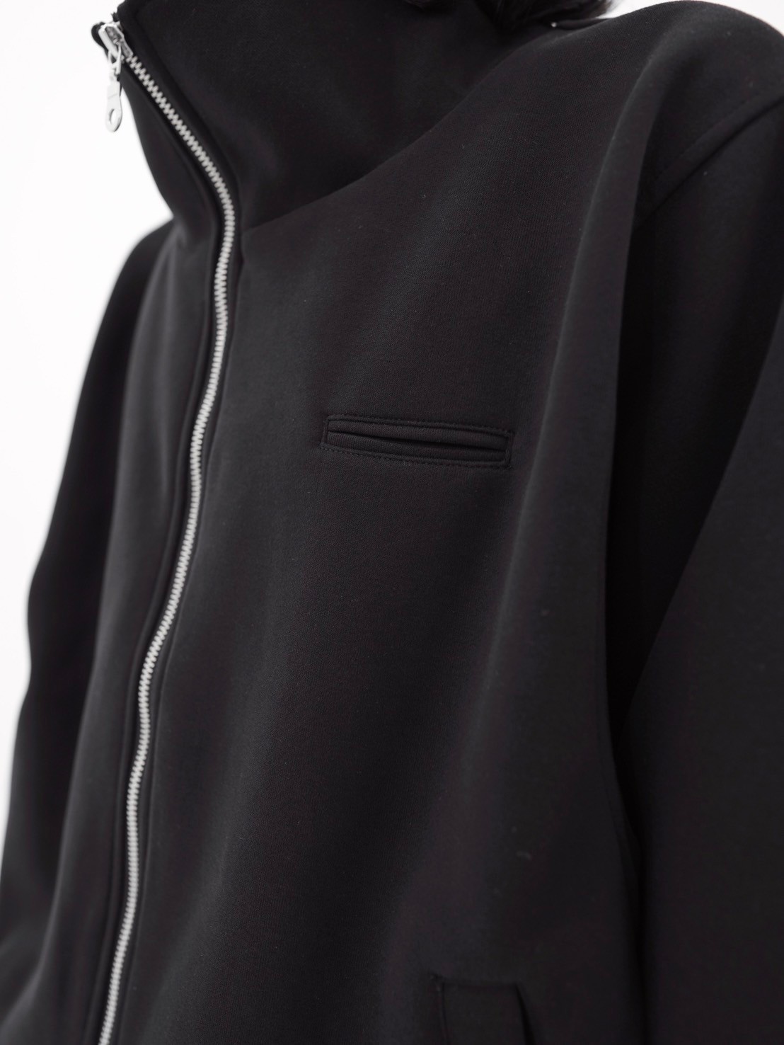 CS】Bonding high-neck zip jacket (black) | OUR BRAND