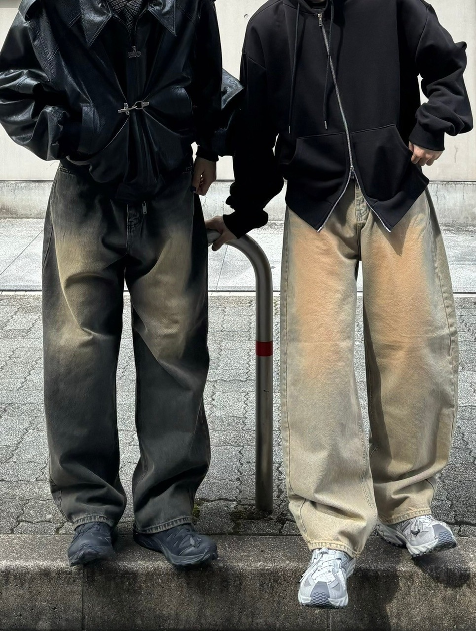 Chikashitsu +】vintage wash semi wide denim pants 3 | OUR