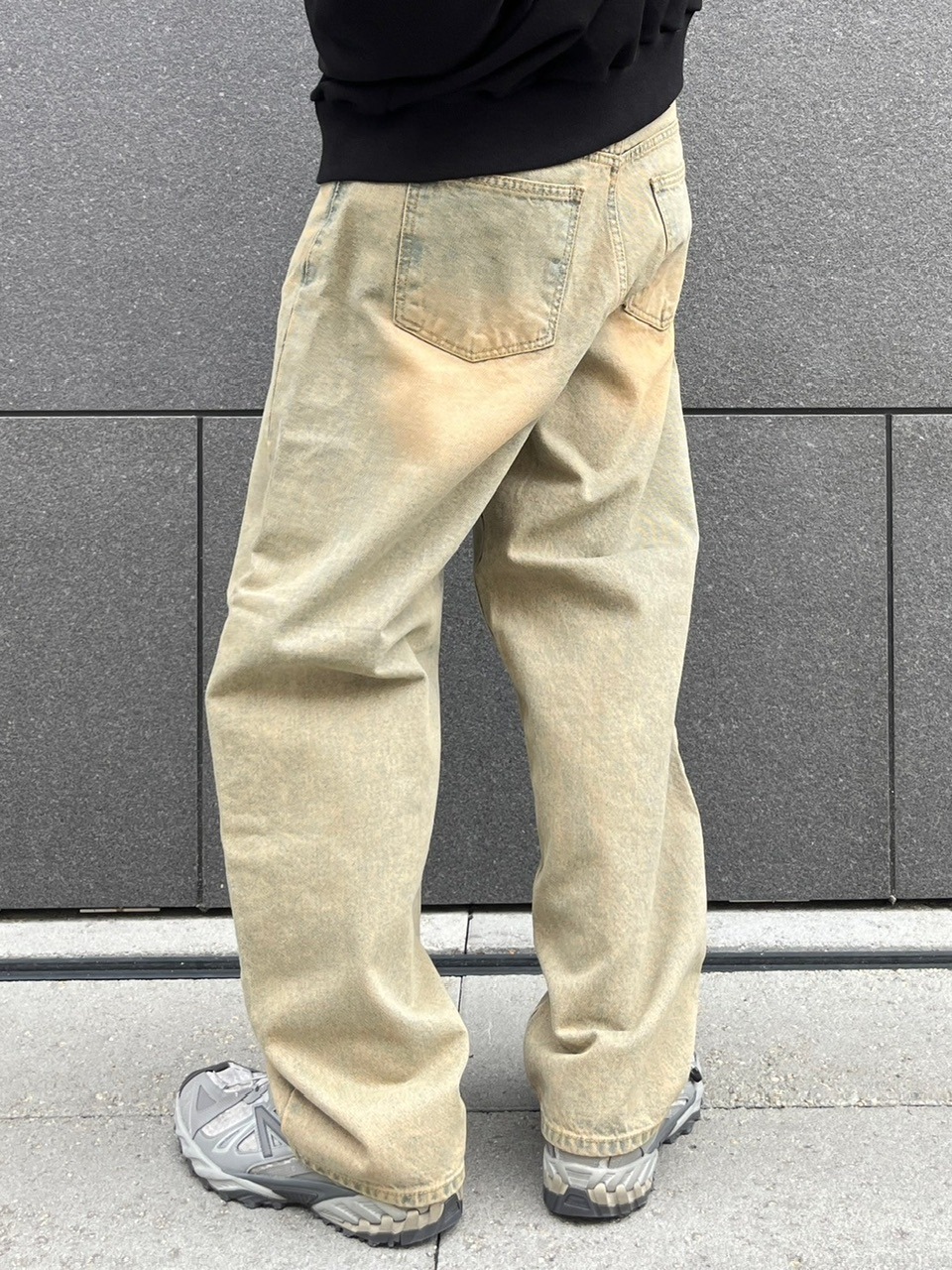 受注制【Chikashitsu +】vintage wash semi wide denim pants 3