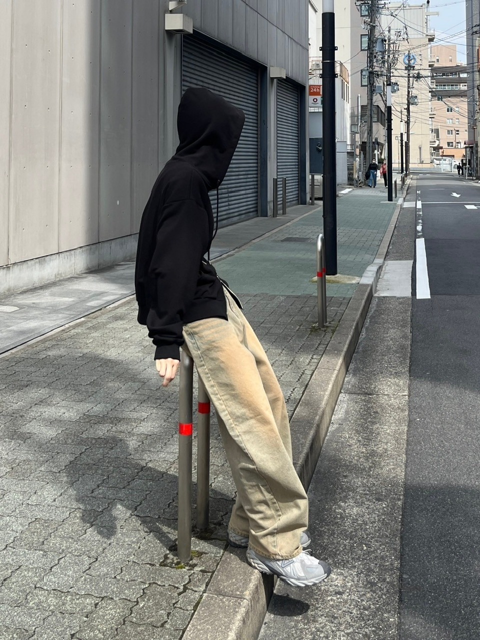 Chikashitsu +】vintage wash semi wide denim pants 3