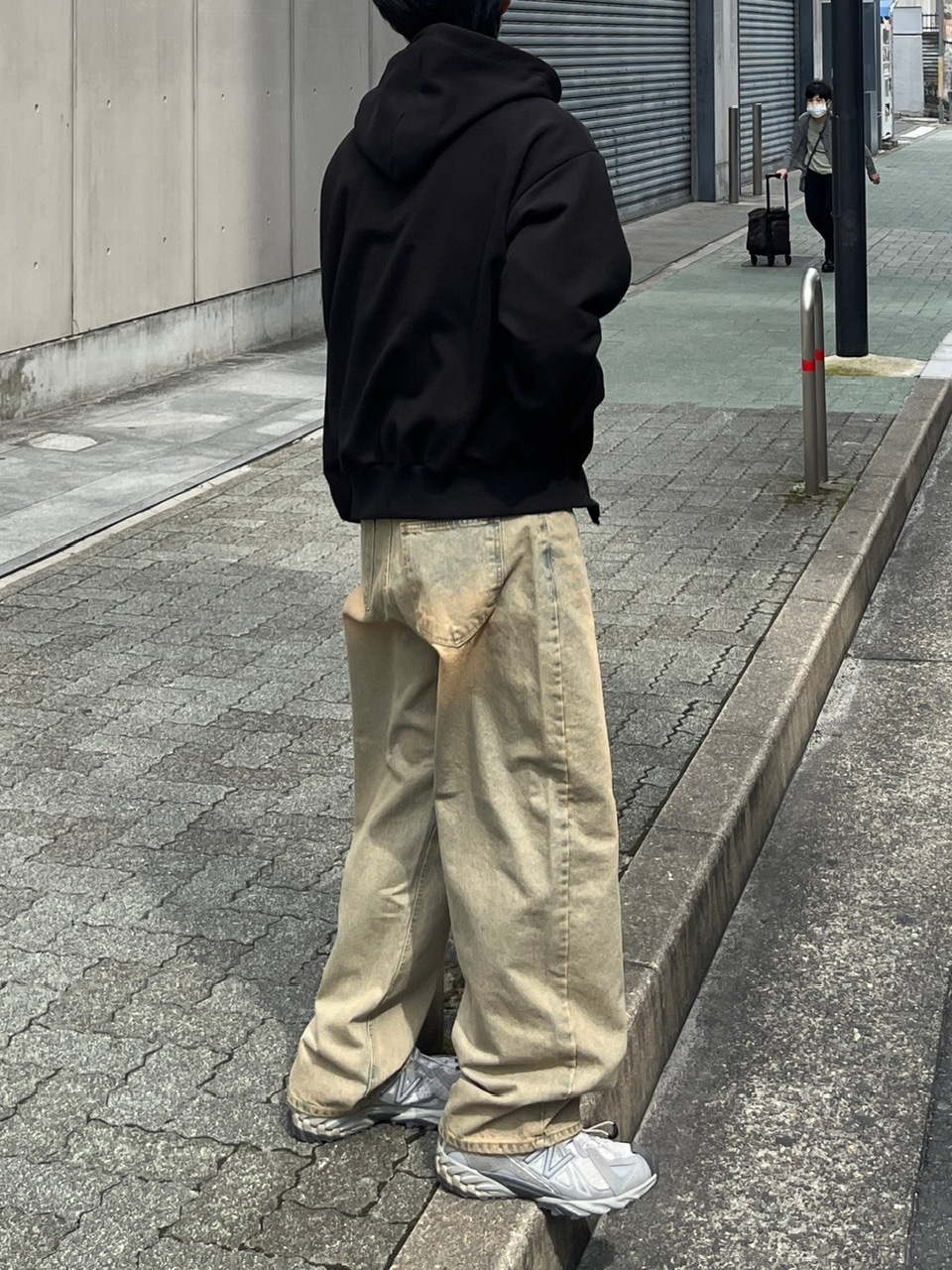 Chikashitsu +】vintage wash semi wide denim pants 3