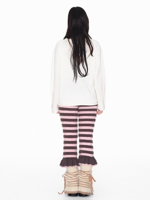 【YOUTHBATH】Fluffy stripe cropped knit pants