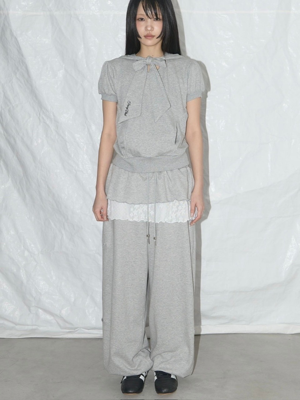 ★FANCY CLUB★ Puff Round Scarf Hoodie MELANGE GRAYF25QB081 FANCY CLUB】PUFF ROUND SCARF HOODIE / 【ファンシークラブ