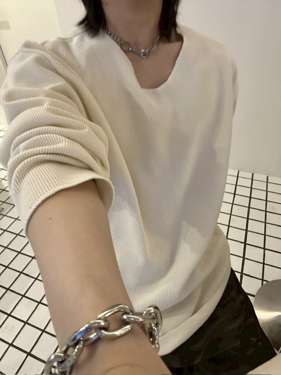 トップス LUV CODE y2k neck rib knit トップス LUV CODE y2k neck rib knit LUV CODE】v neck rib