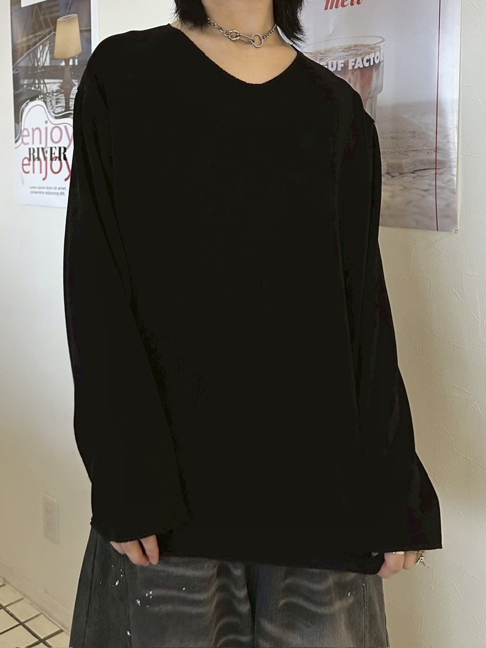 トップス LUV CODE y2k neck rib knit トップス LUV CODE y2k neck rib knit LUV CODE】v neck rib