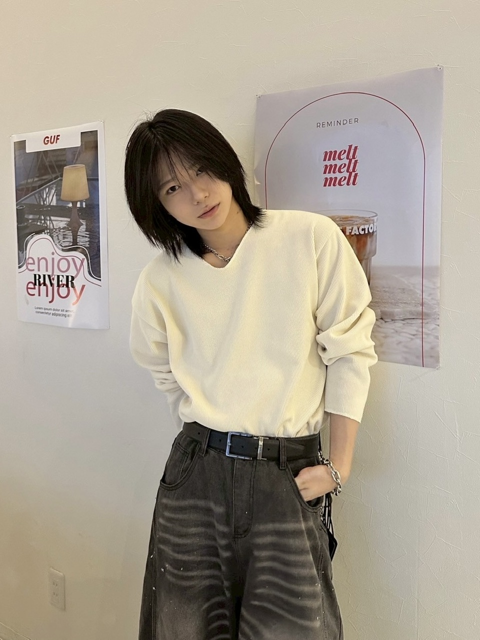 トップス LUV CODE y2k neck rib knit トップス LUV CODE y2k neck rib knit LUV CODE】v neck rib