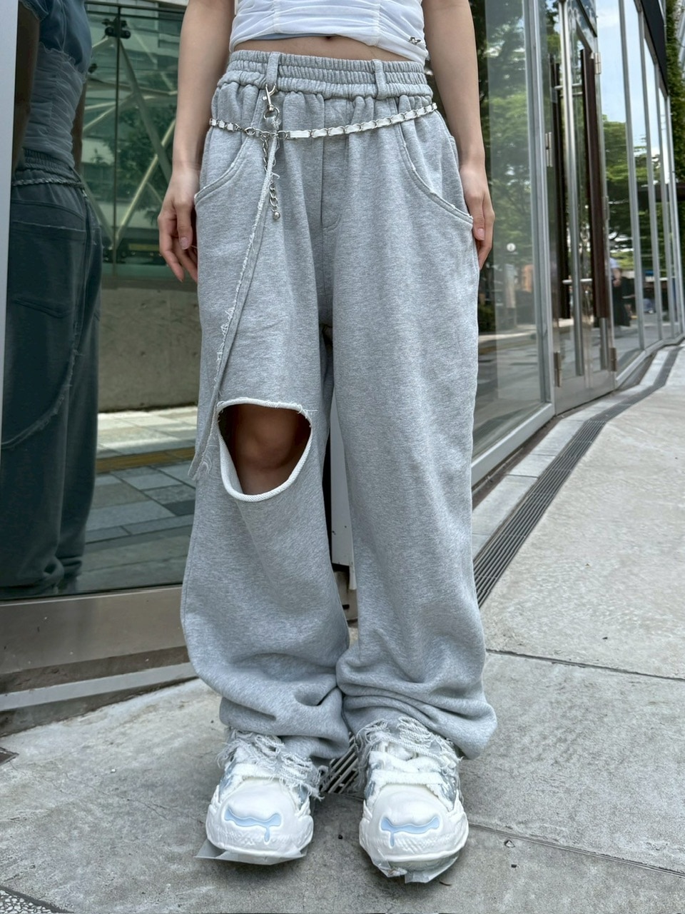 パンツ S ribbon smocking sweat pants THEREDTHREAD / ザレッドスレッド】S ribbon smocking sweat pants