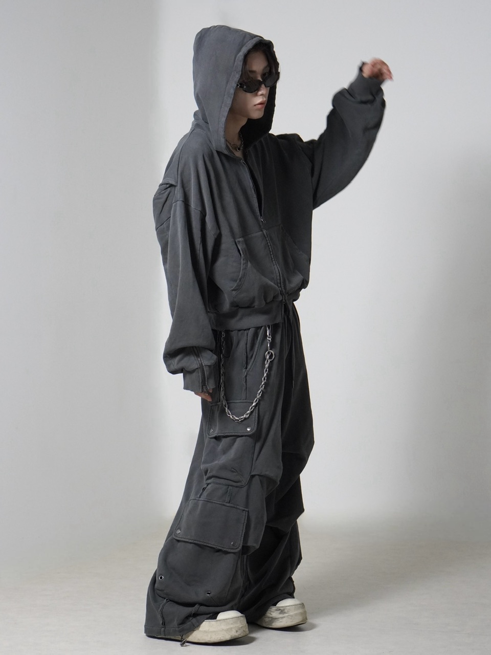 CHIKASHITSU PLUS HIGH】4 pocket dirty wash sweat cargo pants