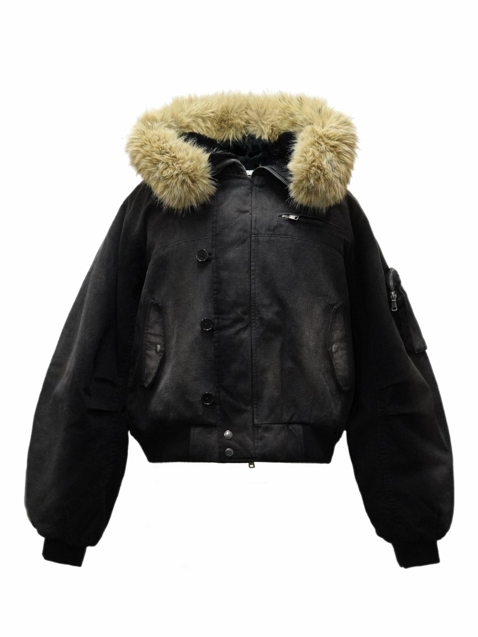 CHIKASHITSU PLUS HIGH】N-2B cropped hood blouson (denim) | OUR