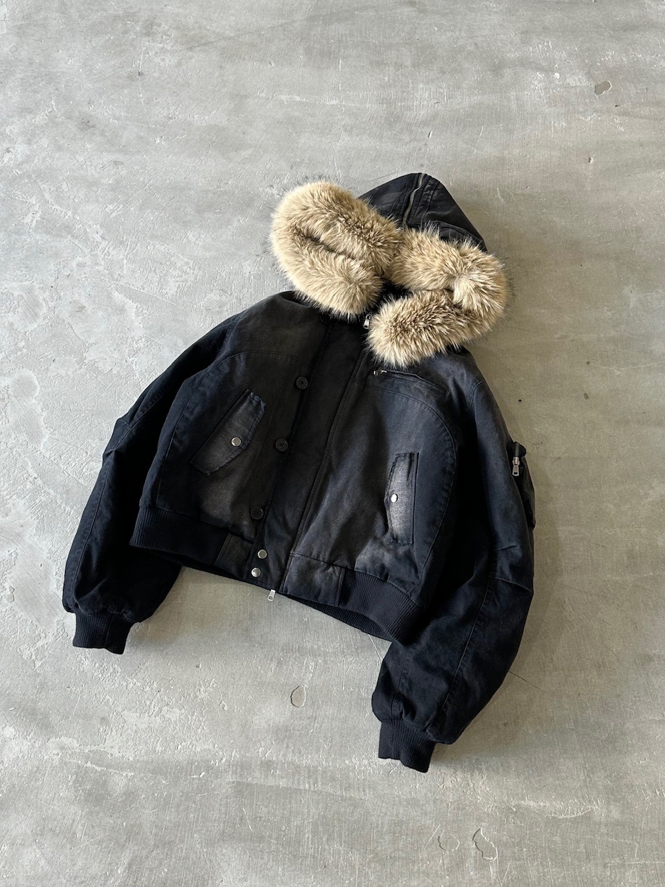 A*O様 CHIKASHITSU PLUS N-2Bcropped hoodbl CHIKASHITSU PLUS HIGH】N-2B cropped hood blouson (denim) | OUR