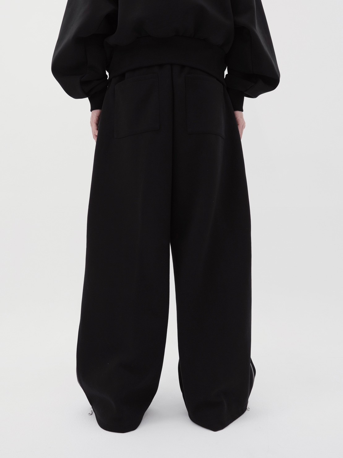 CS】Bonding flare zip wide pants (black) | OUR BRAND,Chikashitsu +
