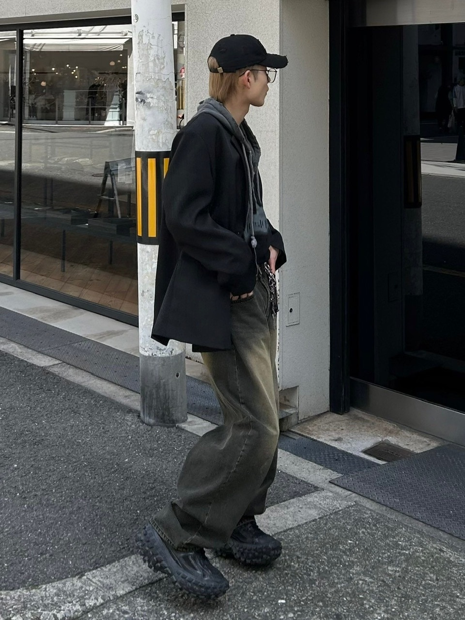 Chikashitsu +】vintage wash semi wide denim pants 2