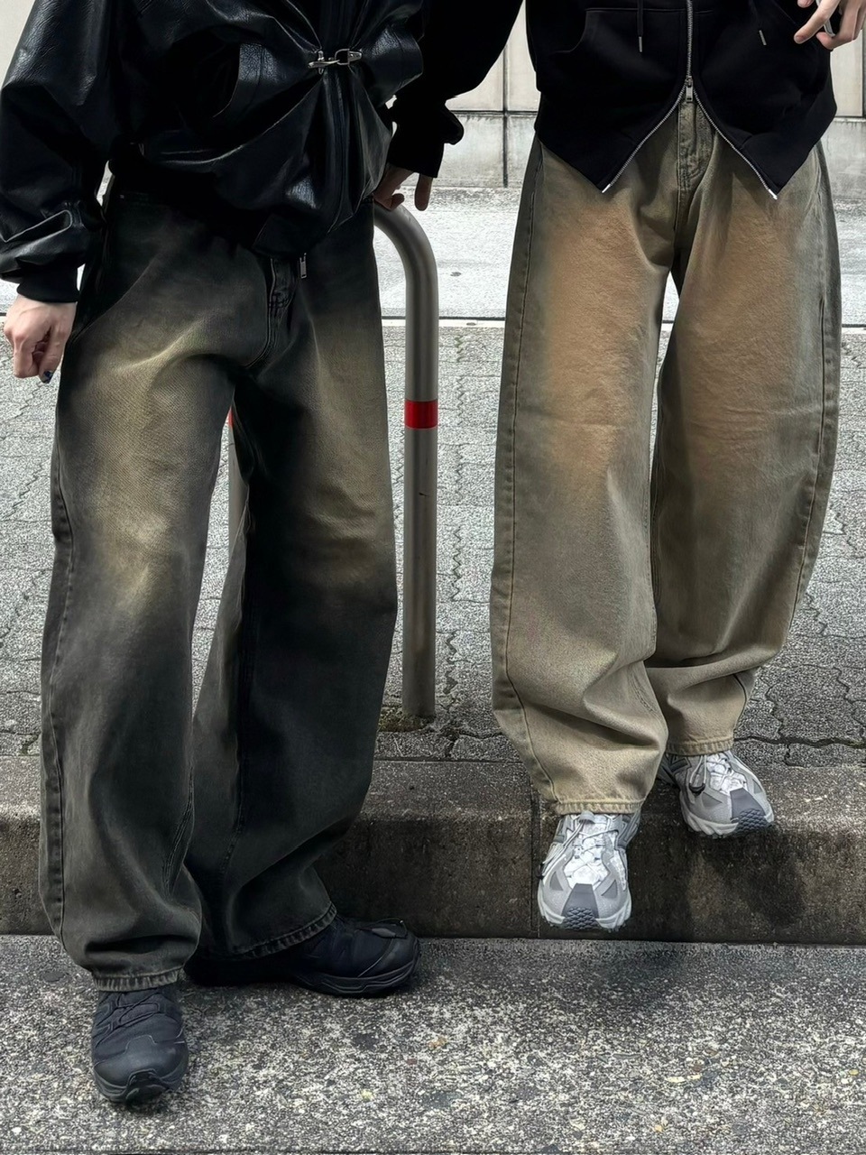 chi　805050 Chikashitsu +】vintage wash semi wide denim pants 2