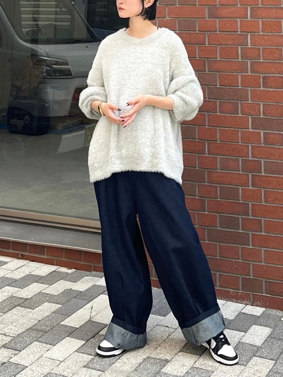 受注制【Chikashitsu +】super wide denim pants (4color) main image 1