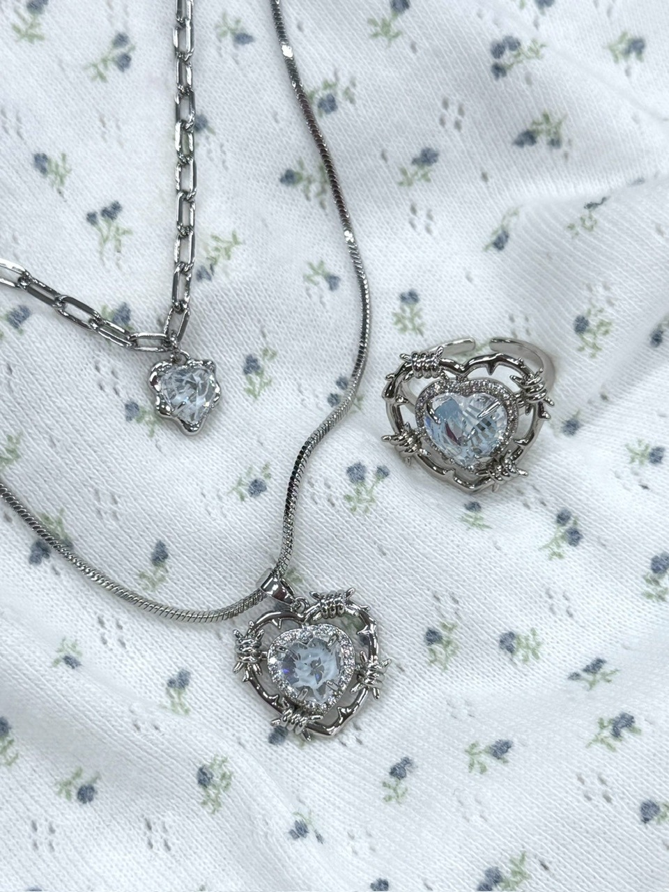 受注制【nmtc +】heart wire layered necklace