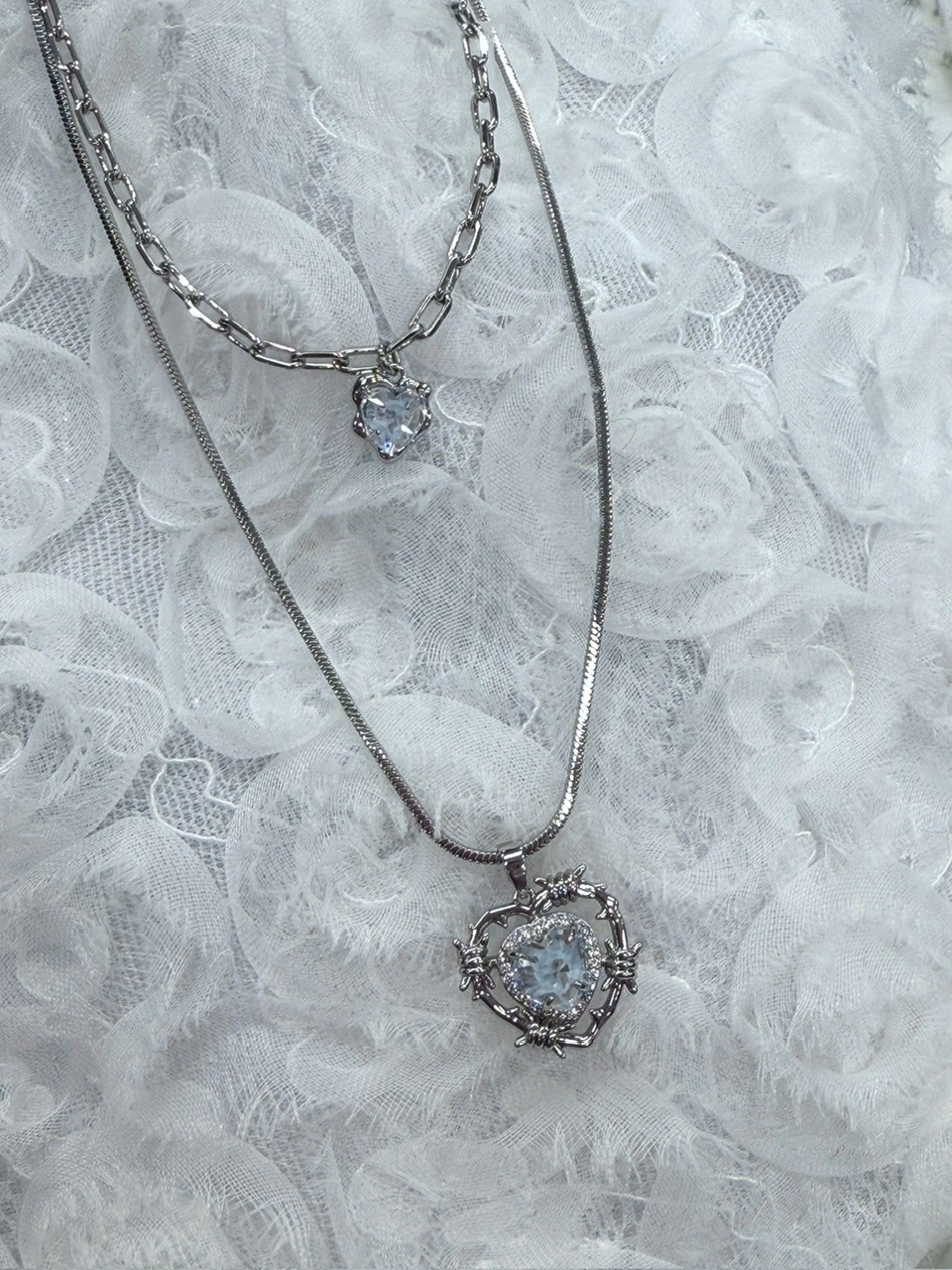 受注制【nmtc +】heart wire layered necklace