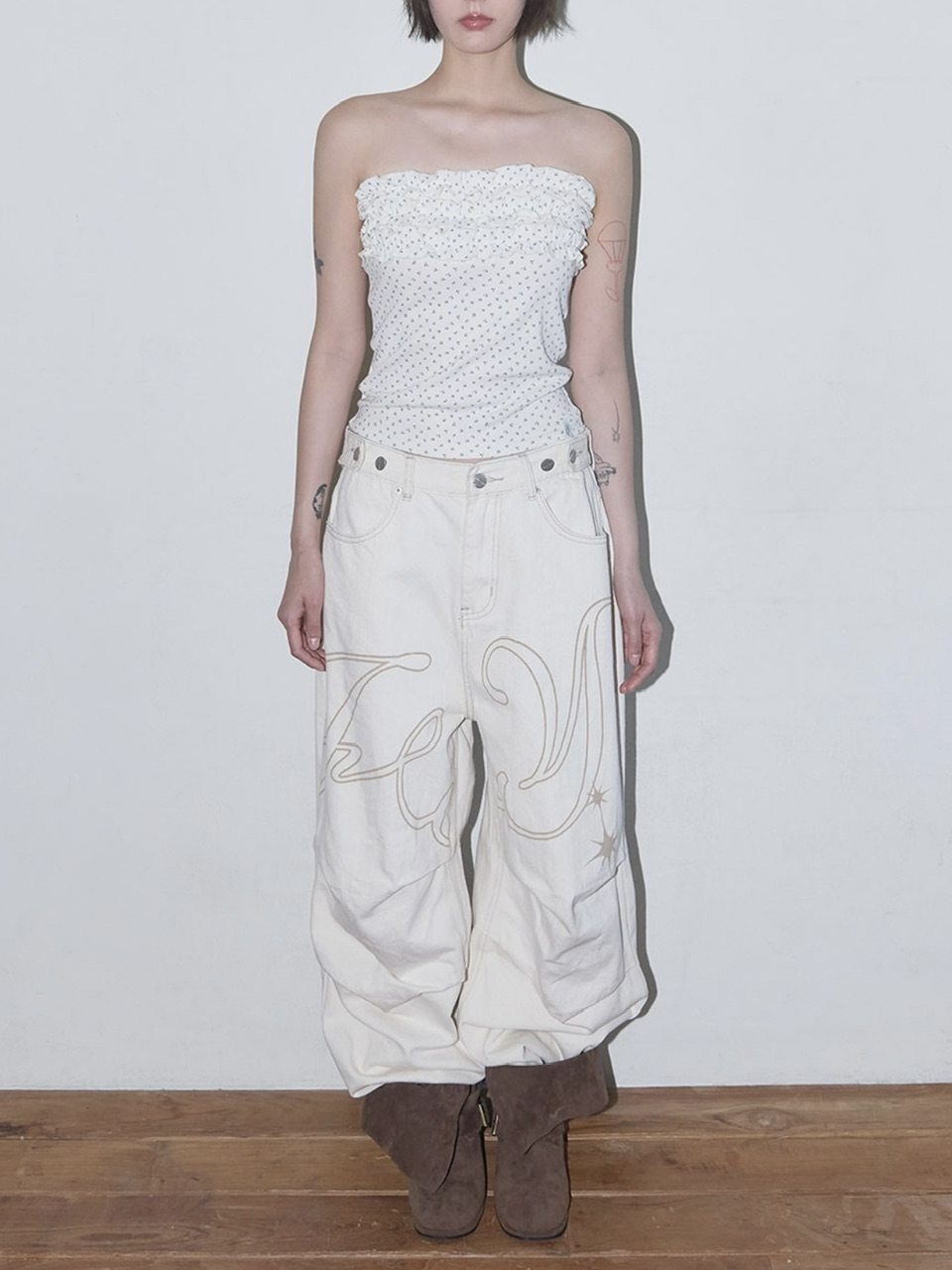 FANCY CLUB】FLOWER FRILL TUBE TOP / 【ファンシークラブ】フラワー