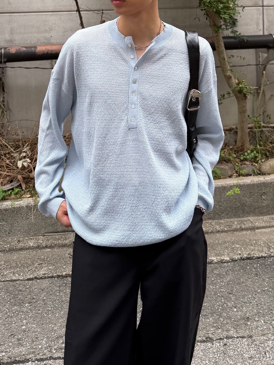 【Chikashitsu +】light touch henry neck knit / 【チカシツプラス】ライトタッチへンリーネックニット (3color)